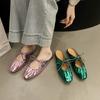 Fashion Retro Pleated Flat Baotou Slippers for Women Casual Spring Summer Shallow Soft Sole Solid Color Outdoor Lightweight Mules Slides