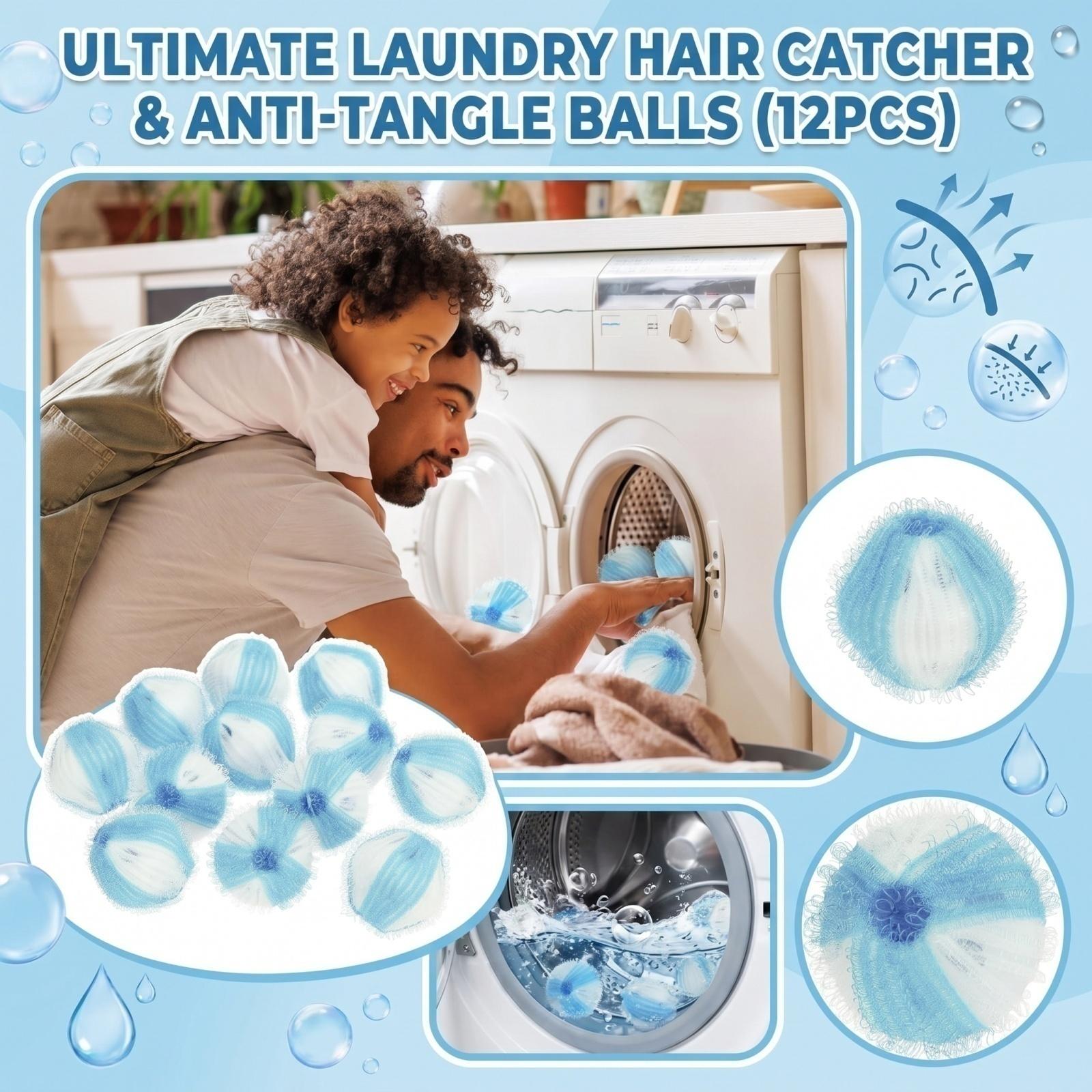Laundry Dryer Balls 12pcs Nylon Fabric Softener Balls for Washing Machine Lint Remover Anti-Tangle Hair and Lint Collector One Size светло-синий