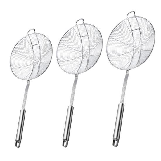 Stainless Steel Slotted Spoon Large Mesh Strainer Ladle for Frying Steaming Hot Pot Kitchen