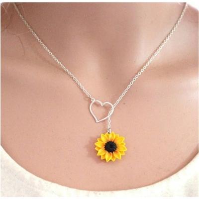 Fashionable Love Eternal Sunflower Pendant Fresh 8-Word Love Sunflower Necklace