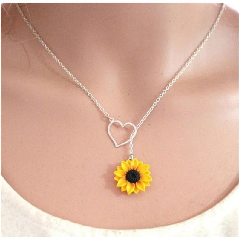 Модный Подвеска Подсолнух Любовь Вечность Свежий Ожерелье Подсолнух 8 Слов Любовь 1Pcs