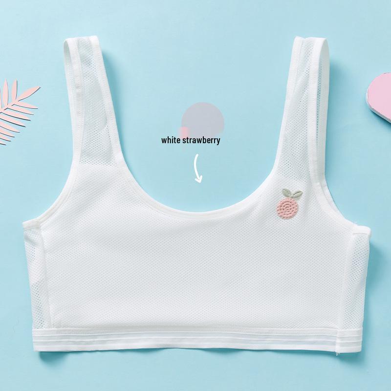 Breathable Strapless Girls' Training Bra - Summer Mesh Vest Style for Middle School Students