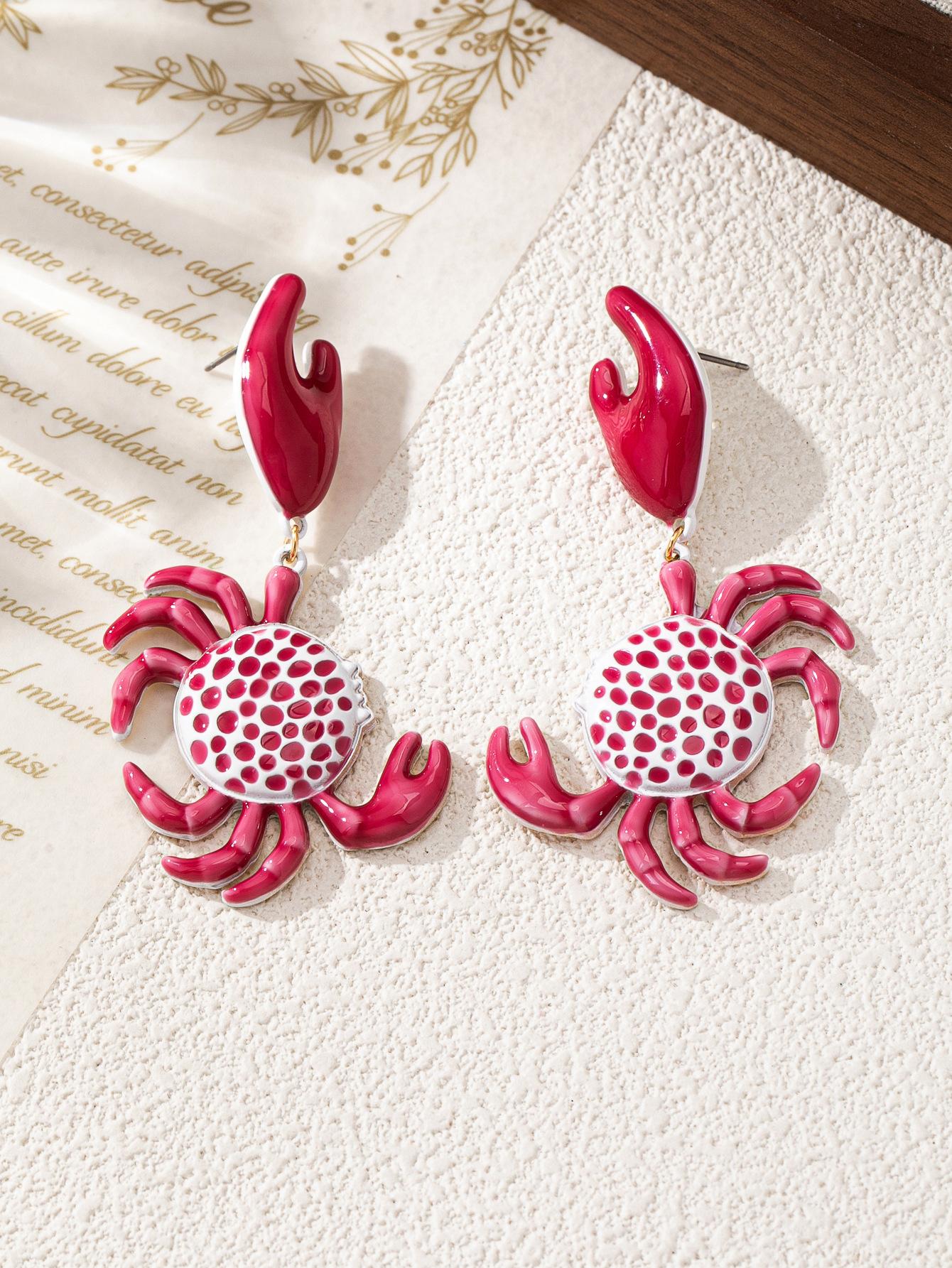 ZA летние пляжные крабы ручной росписи цветные серьги с каплями универсальные серьги в морском стиле оптом