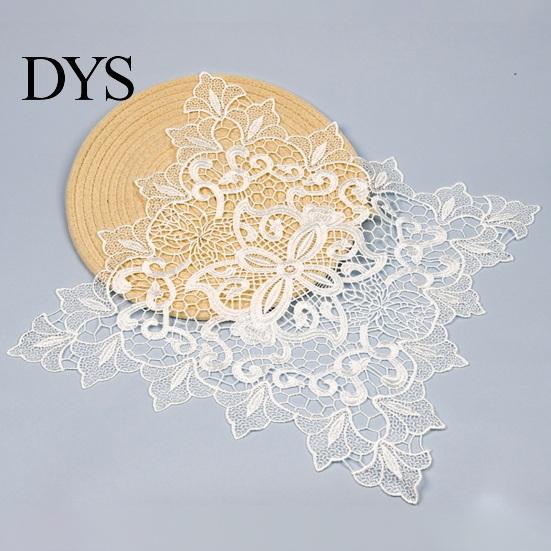 Decorative Table Covers for Weddings White Lace Doily, Elegant Retro Placemat, Embroidered Small Round Placemats Jewelry Trays Mat, Rectangular