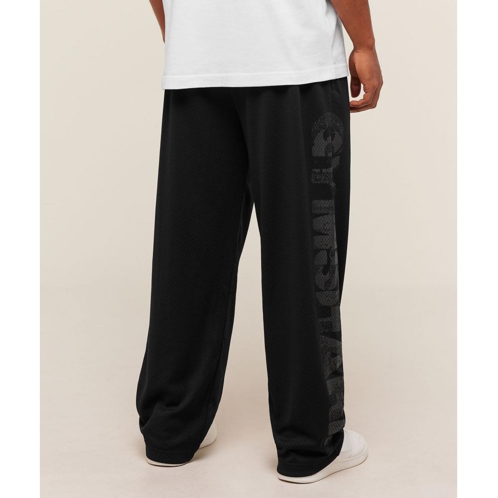 Gymshark Graphic Wordmark Mesh Wide Leg Pants Black A4b6l Bb2j