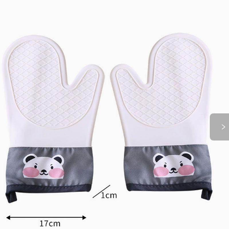 Pink Plaid Thickened Anti-Scald Gloves with Silicone Grip – Non-Slip, Heat-Resistant for Microwave and Baking