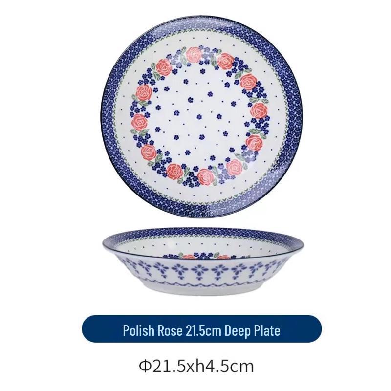 Yougu Kiln Polish Rose Deep Ceramic Plate