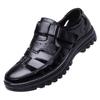 New men's leather sandals hollow breathable non-slip wear-resistant casual Korean version of middle-aged and elderly dad shoes 2025 direct sales