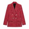 Western Style 2024 Autumn and Winter New Women Texture Double Breasted Long Sleeve Lapel Blazer Outerwear 9192156