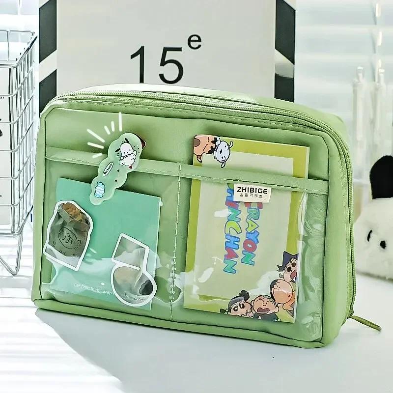 Big Kawaii Cute Pencil Case 90 ° Opening Pencil Pen Bag Pouch Box Holder 12 Pockets Organizer Stationery School Supplies