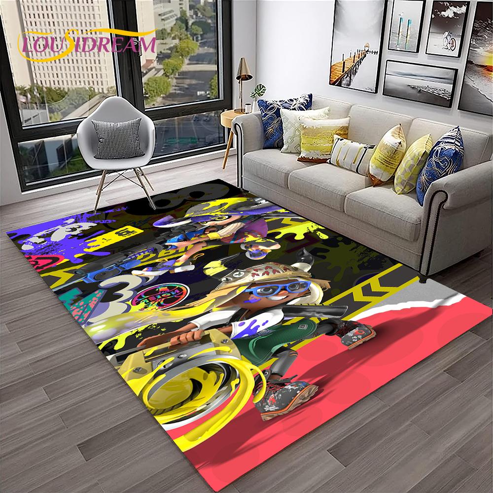 Cartoon PC Gamer 3D Games Splatoon Carpet Rug for Home Living Room Bedroom Sofa Doormat Decor,kids Area Rug Non-slip Floor Mat