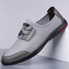 Men's Business Casual Shoes Summer Breathable Mesh Hollow Thin Men's Shoes Elastic Band Wear a Foot Lazy Shoes