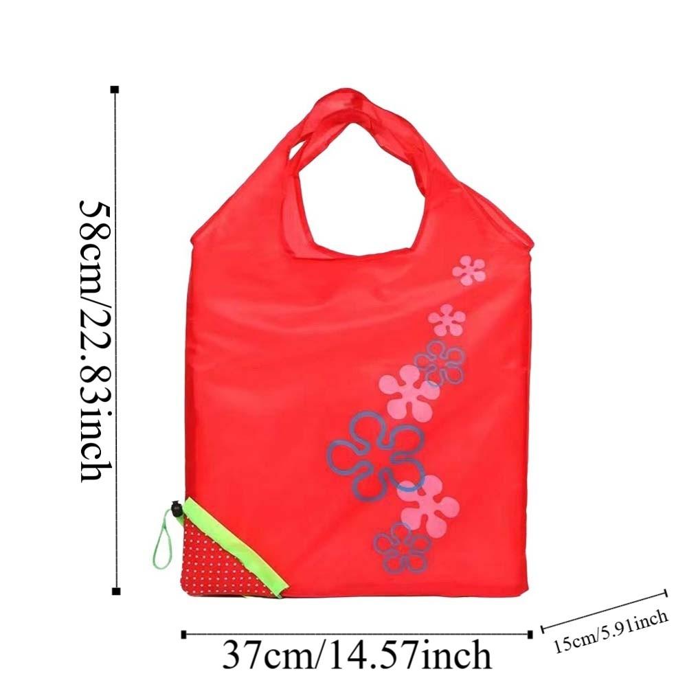 5 Pcs Carto Shopping Bag with Pendant Large Capacity Multi-functial Eco-friendly Folding Pouch Polyester Fruits Design