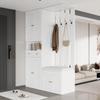 Wardrobe Set, Wall Wardrobe; Wardrobe Set with Shoe Bench and Shoe Cabinet, 4 Hooks, 6 Doors, 2 Drawers, White Hallway Furniture (W110×H180×D37cm)