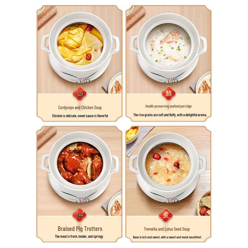 Ceramic Casserole Stew Pot for Gas Stove - Small, Dry-Burning Clay Soup Pot