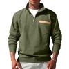 Men's Outerwear, Half Zipper Stand Up Collar With Fleece, Heavy-duty Sweatshirt With Patch Pockets