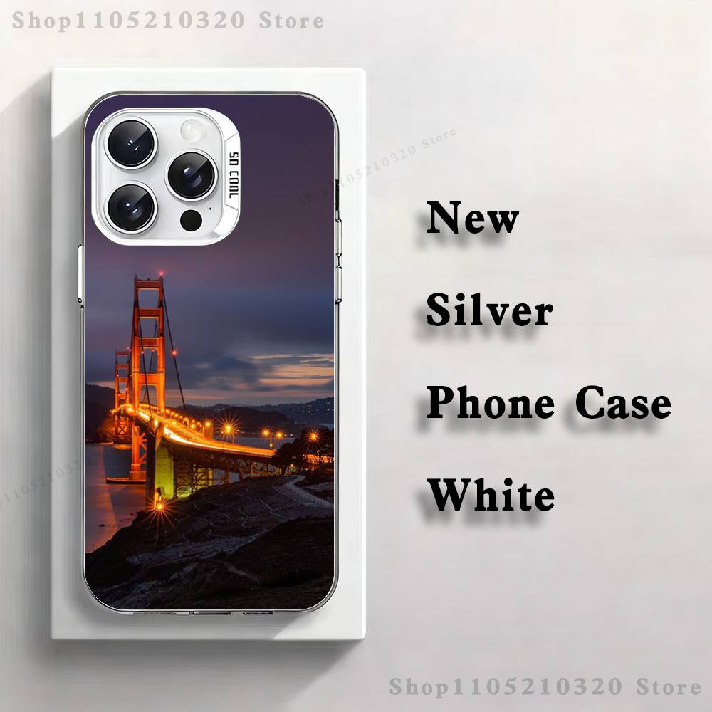 USA Golden Gate Bridge Phone Case For iPhone 17,16,15,14,13,12,11,Pro,XS,Max,Plus,Mini,SE4,E white Matte Shockproof Cover