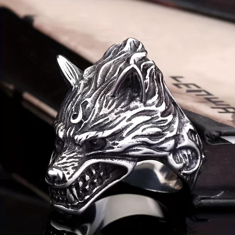 Exaggerated Three-dimensional Wolf Head Ring Hip-hop Youth Fox Ring Motorcycle Gang Ring