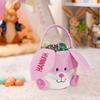 Plush Bunny Easter Basket Soft Festive Candies Storage Container Empty Embroidered Easter Basket With Handle For Boys Girls Cute