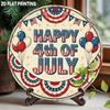 Patriotic Metal Wall Decor th July Sign Red White Blue Round Aluminum Art for Home Bar Party