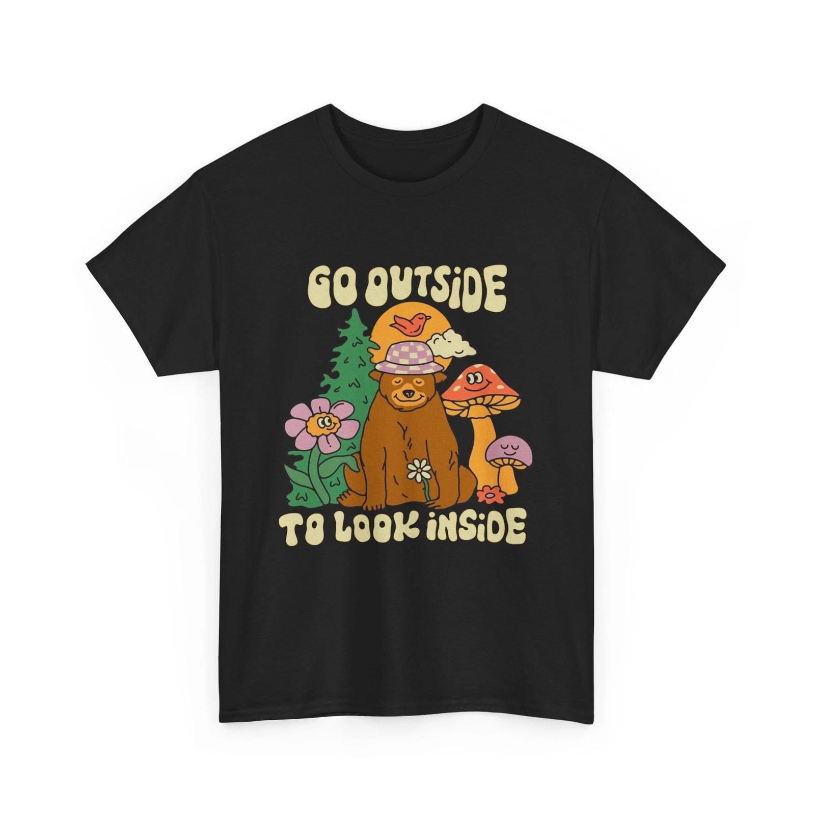 Go Outside To Look Inside Graphic T Shirt Unisex Heavy Cotton Tee S