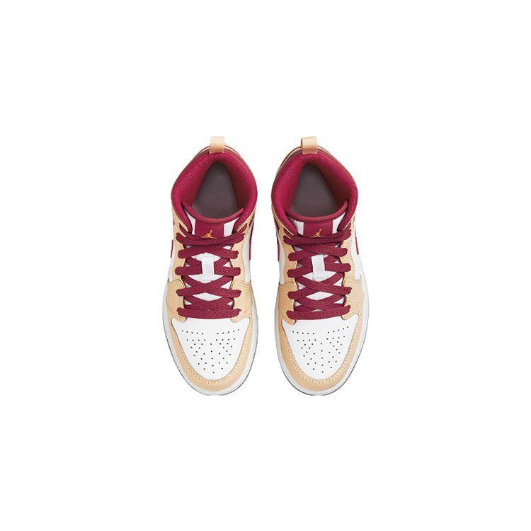 Air Jordan 1 Mid PS Light Curry Rosso Cardinale Scarpe da Ginnastica per Bambini Bianco Crema-Bianco Onice 640734-201