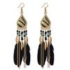 Bohemian Colorful Feather Tassel Earrings For Women Ethnic Beads Drop Statement Hanging Earrings Girls Fashion Jewelry Gift