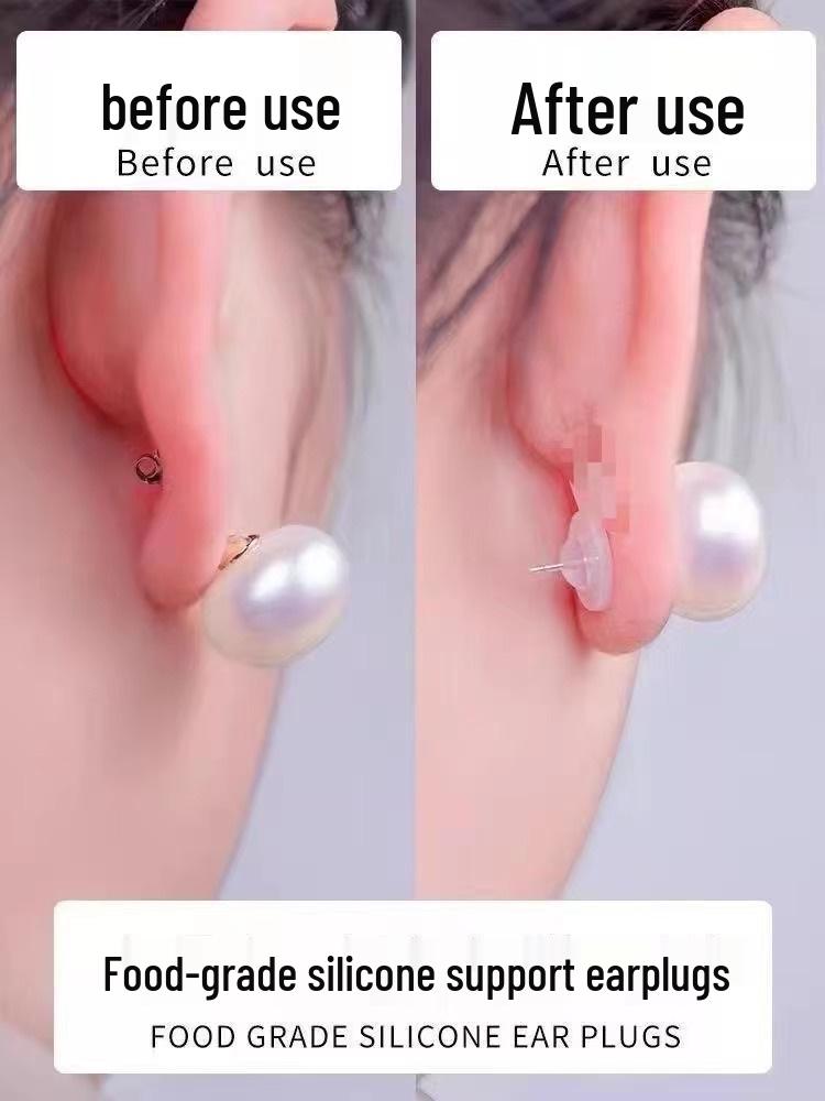 Transparent Silicone Earplug Backs, Food-Grade Anti-Drop, White Acrylic