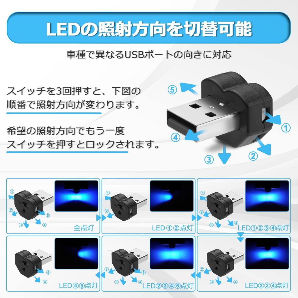 CARVANTA LED Light Car 8 Colors RGB Illumination Direction Switching Memory Function Automatic Lighting Dimming Function USB Port Small Lightweight