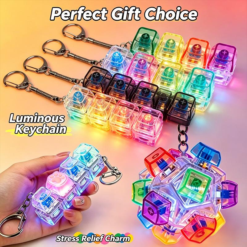 Vendita Portachiavi Luminoso a LED Tastiera Pulsante Cliccabile Giocattolo Fidget per Sollievo da Stress Ansia Portatile Decorazione da Scrivania Regali