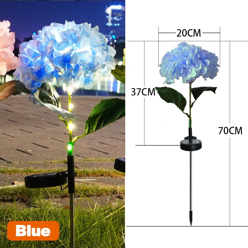 Solar Garden Light Outdoor Hydrangea Light Waterproof LED Flowers Stake Light for Garden Pathway Backyard Landscape Decorative