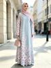 Floral Printed Muslim Women Modest Long Dress Islamic Party Ramadan Arabic Kaftan Elegant Polyester Abaya S-4XL