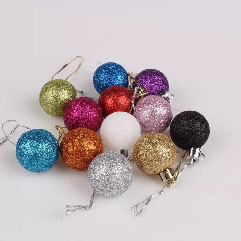 30mm Pack 24 Christmas Matte And Glitter Decor Ball Festival Props Atmosphere