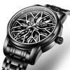 OLEVS Wheel Hub Dial Design Man Wristwatch Black Stainless Steel Men Watch Waterproof High Quality Men's Military Quartz Watches