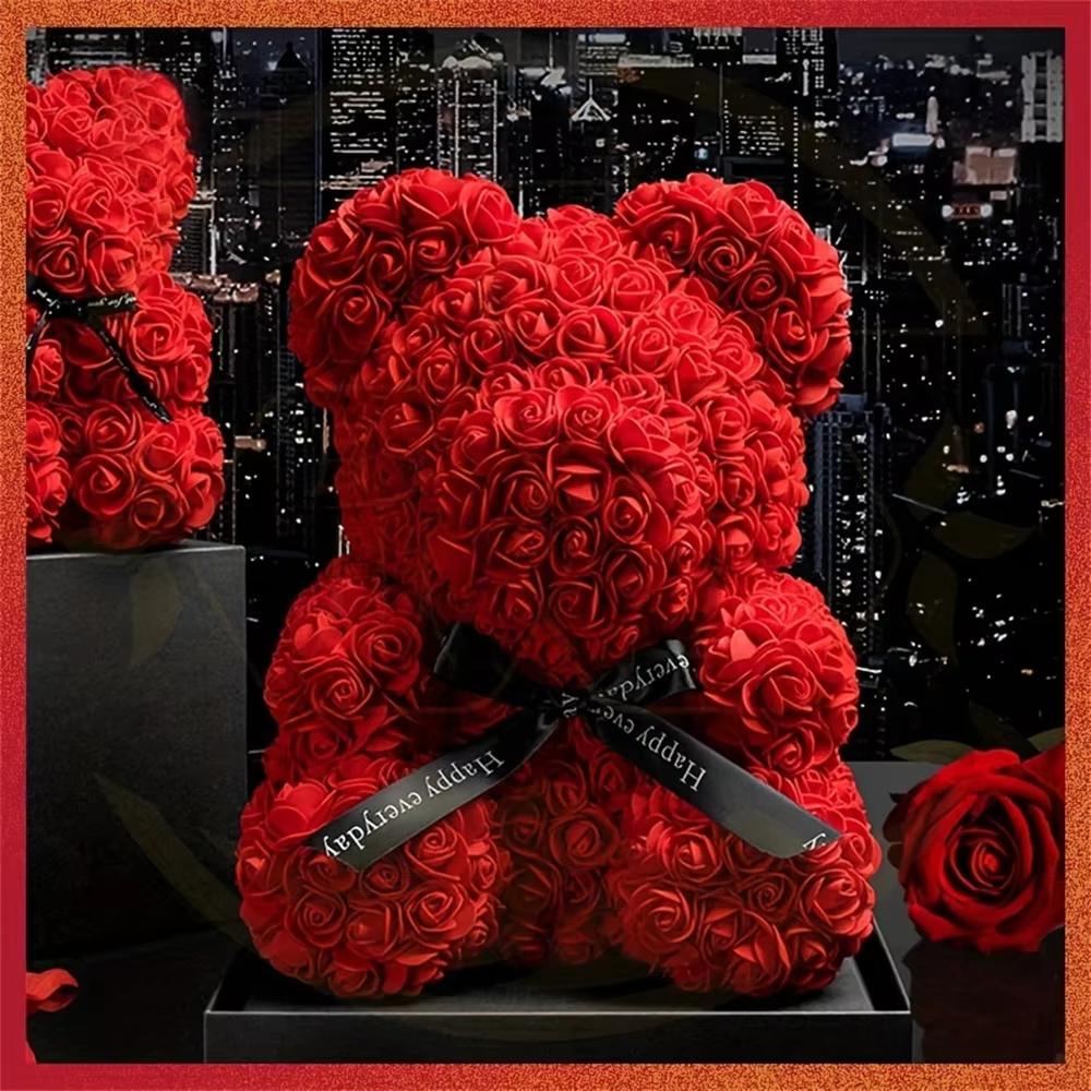 Romantic Valentine's DayCreative Eternal Flower Rose Bear Christmas Gift Rose Bear Hug Bear Wedding Flower Decoration Gift
