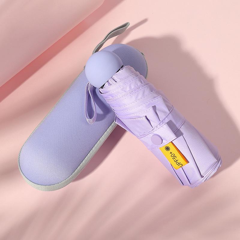 Kompakter ultraleichter fünffach faltbarer Vinyl-Sonnenschirm für Sonne und Regen