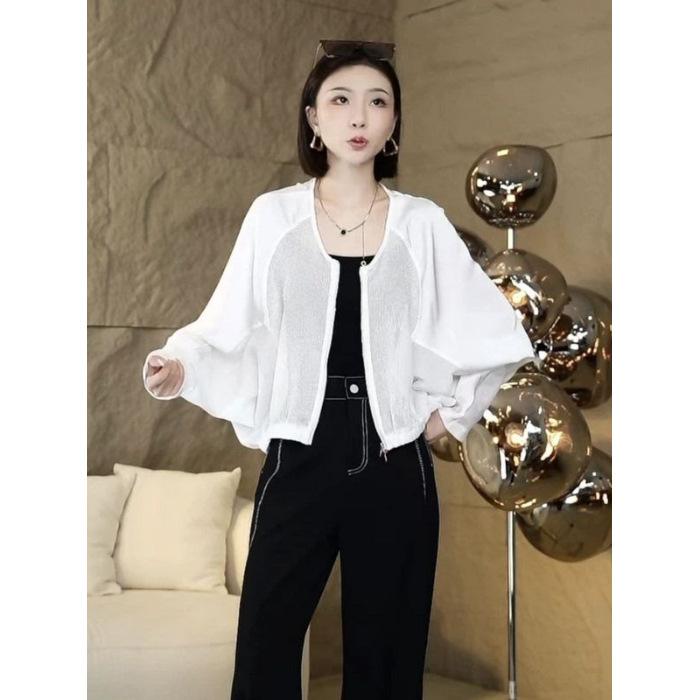 

Fat Girl Bat Sleeve Long Sleeve Sun Protection Clothing Women s Summer Niche Thin Jacket Short Top 4XL белый