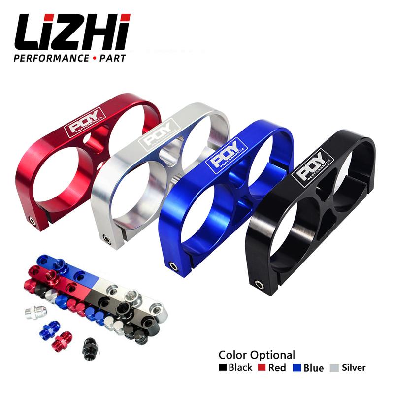 LIZHI - Staffa Doppia Pompa Carburante Assemblaggio in Alluminio Ricavato dal Pieno Collettore di Mandata in Nero per pompa carburante 044 Con Logo PQY