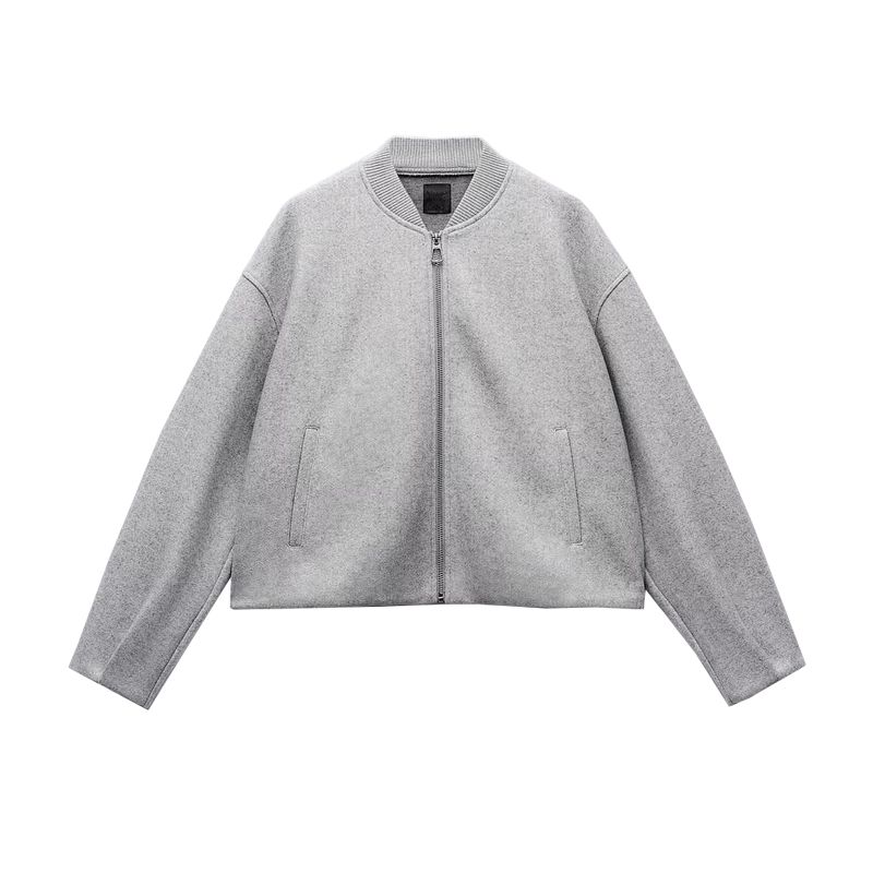 

Весна Новая Женская Одежда Стойка Воротник Длинные Рукава Мягкий Кардиган Декор Пилот Короткая Куртка 5070641 Light gray L