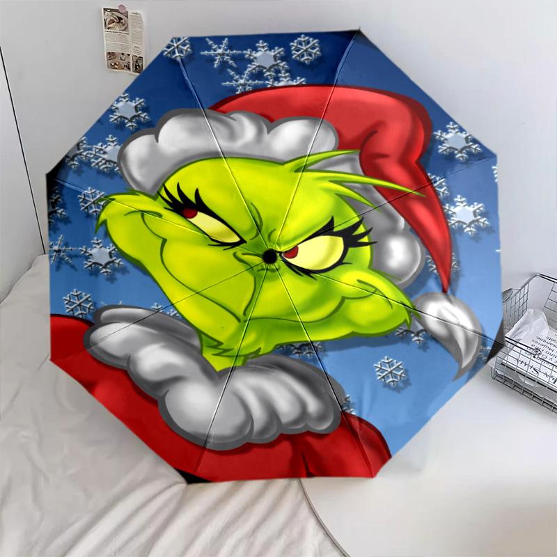 Grinch Christmas  Automatic Umbrella - Suitable Travel Outdoor Portable Umbrella Birthday Gift Daily Essentials