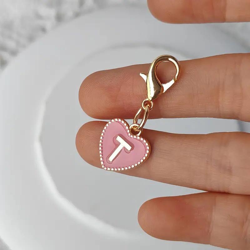 Cute Alphabet 26 Letters Heart Keychain For Bags Earphone Charm Pendants Accessories Gifts With Lobster Buckle