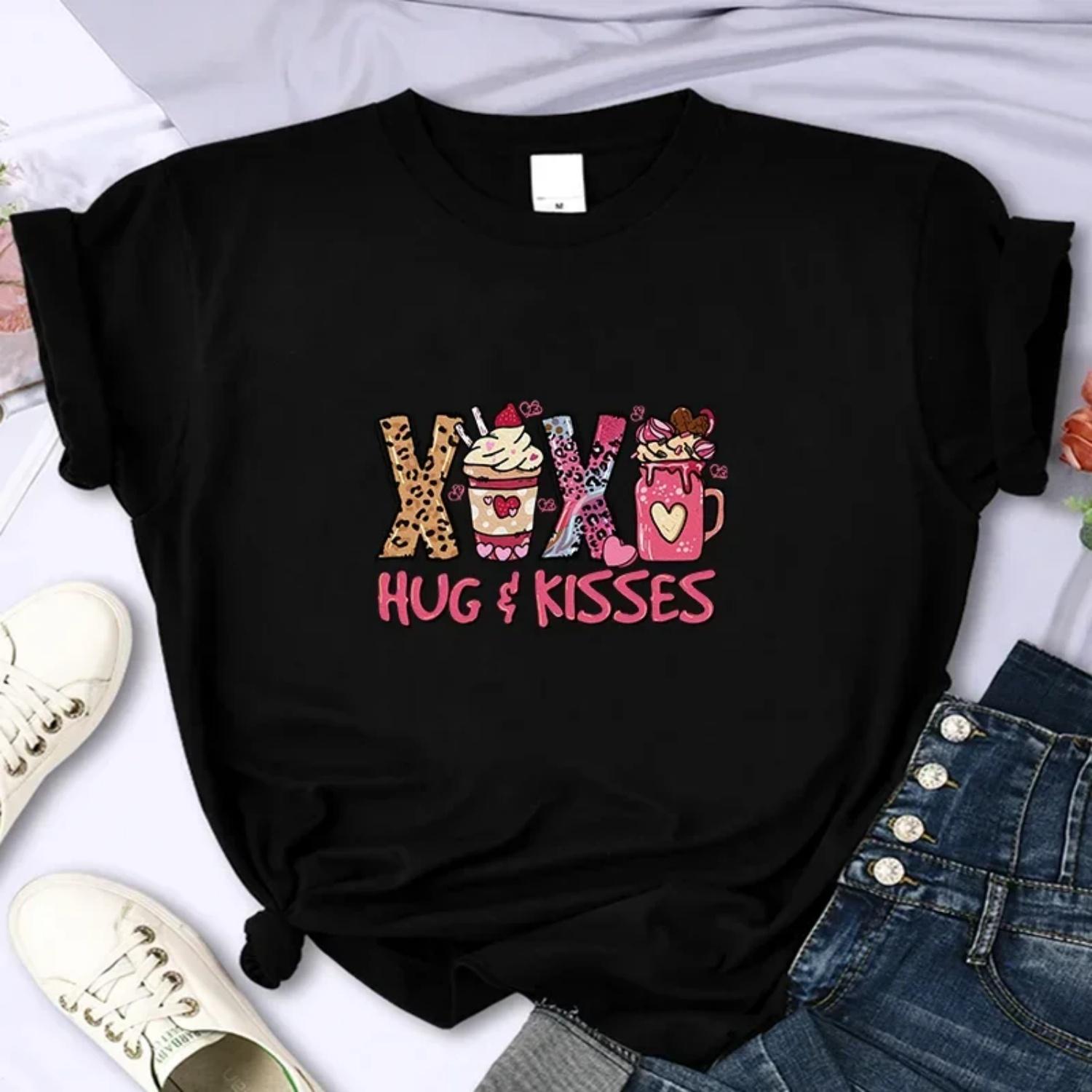 2024 Sexy Women s High Quality Summer Printed T-shirt Casual Extra Large Y2k Personalized Sleeves O-Neck S