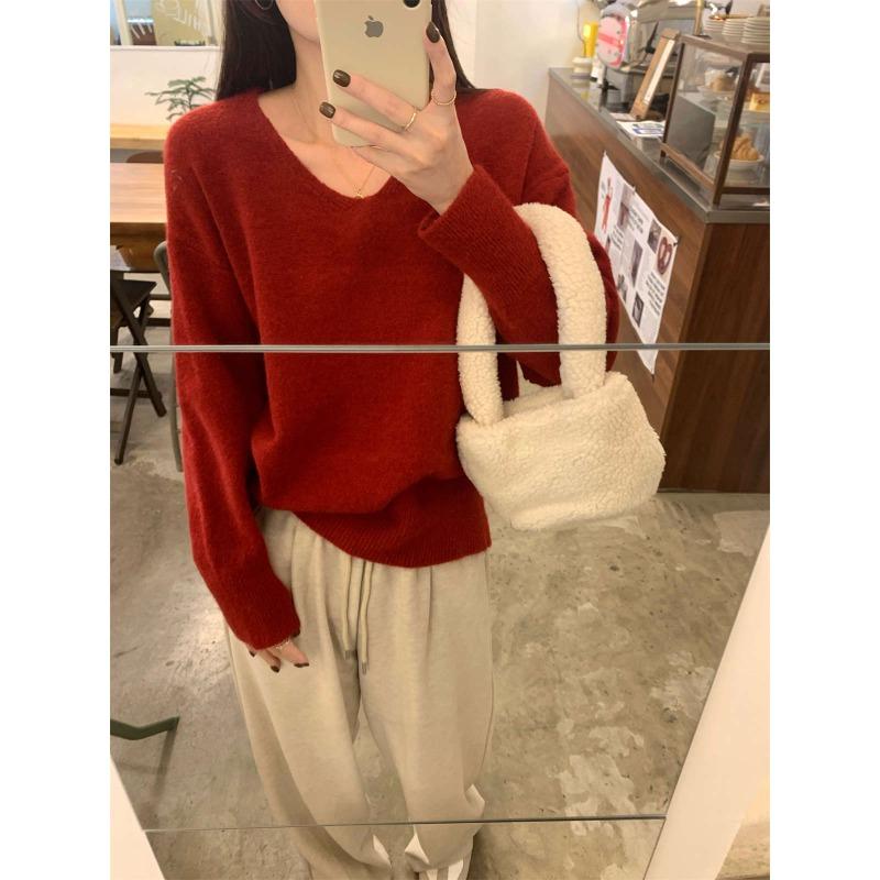 Chic Collar Knitted Bottoming Shirt Women's Spring Age-reducing Versatile Top Loose Soft Waxy Inner Sweater