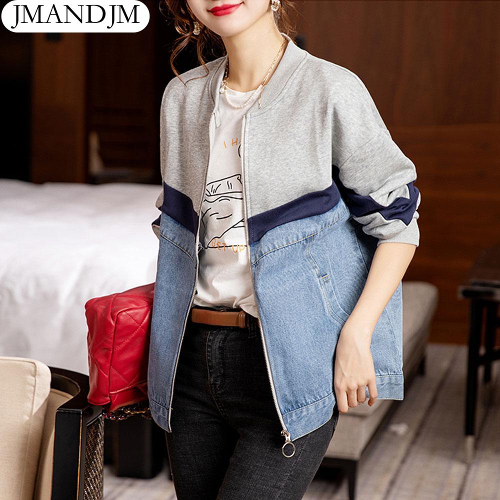 

2022 Женская куртка больших размеров, джинсовое пальто, однотонный кардиган на пуговицах, женский свободный базовый осенний синий длинный жакет