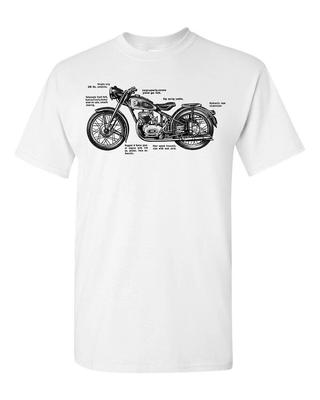 Koszulka Motocyklowa T-shirt Biała 100% Bawełna Vtg Sztuka Retro Wyścig