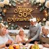 Happy 50th Anniversary Decorations Banner, 50th Wedding Anniversary Party Decoration Floral Backdrop, Celebration Golden Wedding Birthday Party