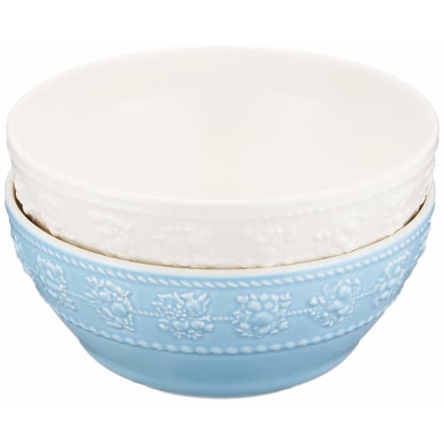 [Officially Imported] Wedgwood Festivity Pair Bowls, 15cm, Ivory and Blue, Wedding Gift, 1053887