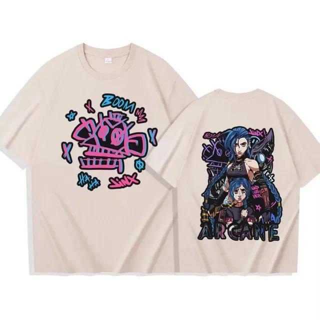Jinx Arcane High Quality Cotton T Shirt Manga Harajuku Designer Men T Shirt Streetwear Funny Male Clothing