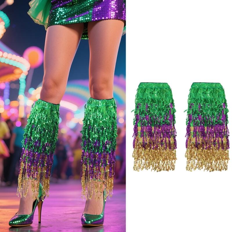 Dynamic Light Reflective Sequins Leg Warmer Covers Outfit For Stage Shows Halloween Parties Dance Performances