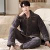 OEING Men's Winter Warm Flannel Pajama Set
